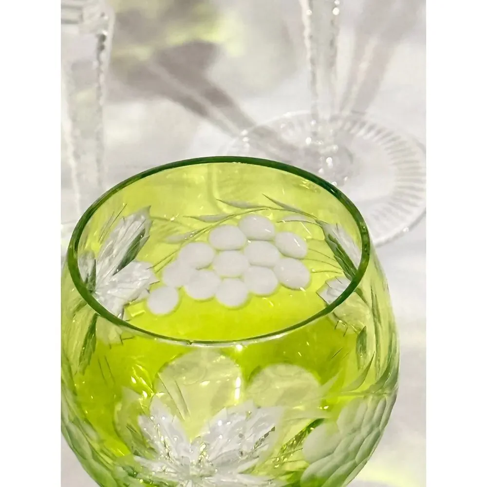 Vintage Nachtmann Traube Chartreuse Wine Hock Goblets Set of 5 Pattern German